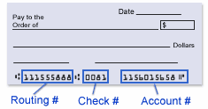 Direct Deposit employee setup screen