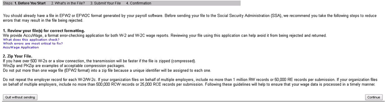 Submit/Resubmit formatted wage file