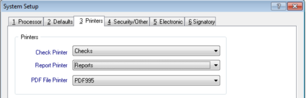 Printer Selection Screen