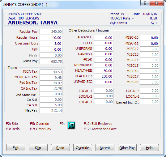 Paycheck calculation mode